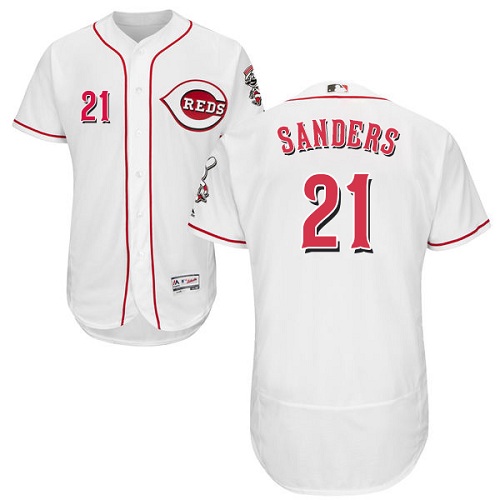 Reds #21 Reggie Sanders White Flexbase Authentic Collection Stitched MLB Jersey